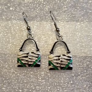 Miche Zoe green purse pierced earrings